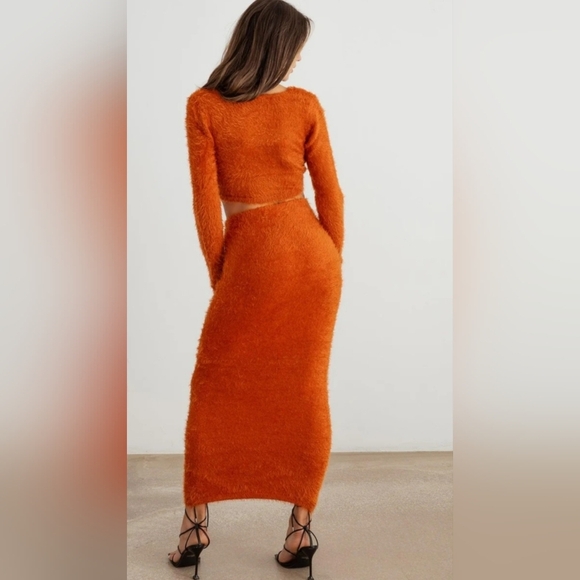 Super Soft Knit Wrap Crop Top & High Waist Махі Skirt Set #460-465 - Picture 3 of 10